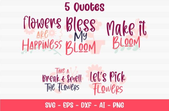 Green Flower Quotes Graphics for Spring Crafts